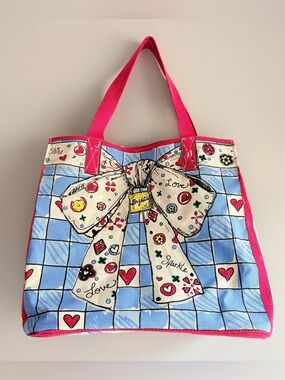 Brighton Love Sparkle Large Reusable Tote Bag Multi-Color Canvas Cat Dog Clancy